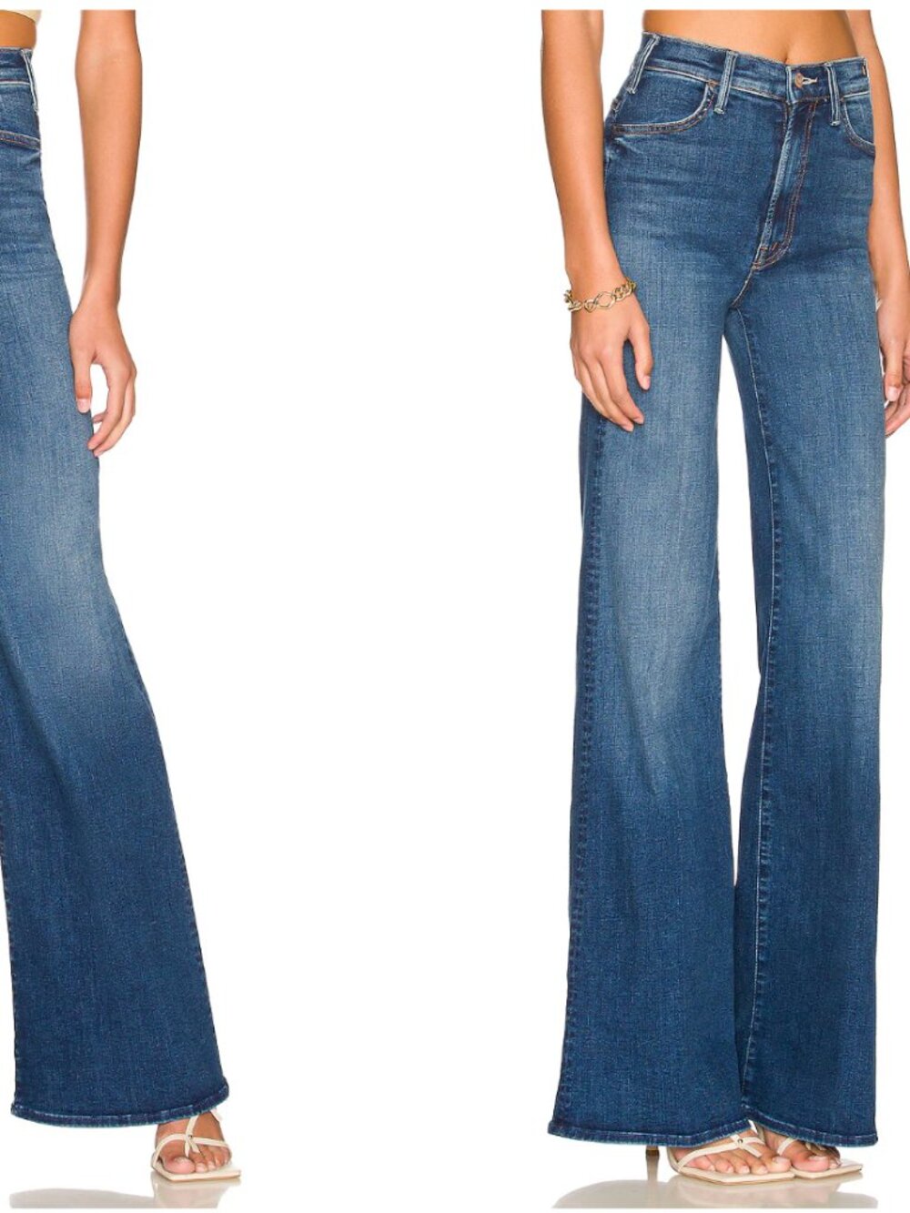 Mother - The Hustler Roller Heel in High Fidelity Size 25 Mid Wash Flare Pants - Picture 2 of 5